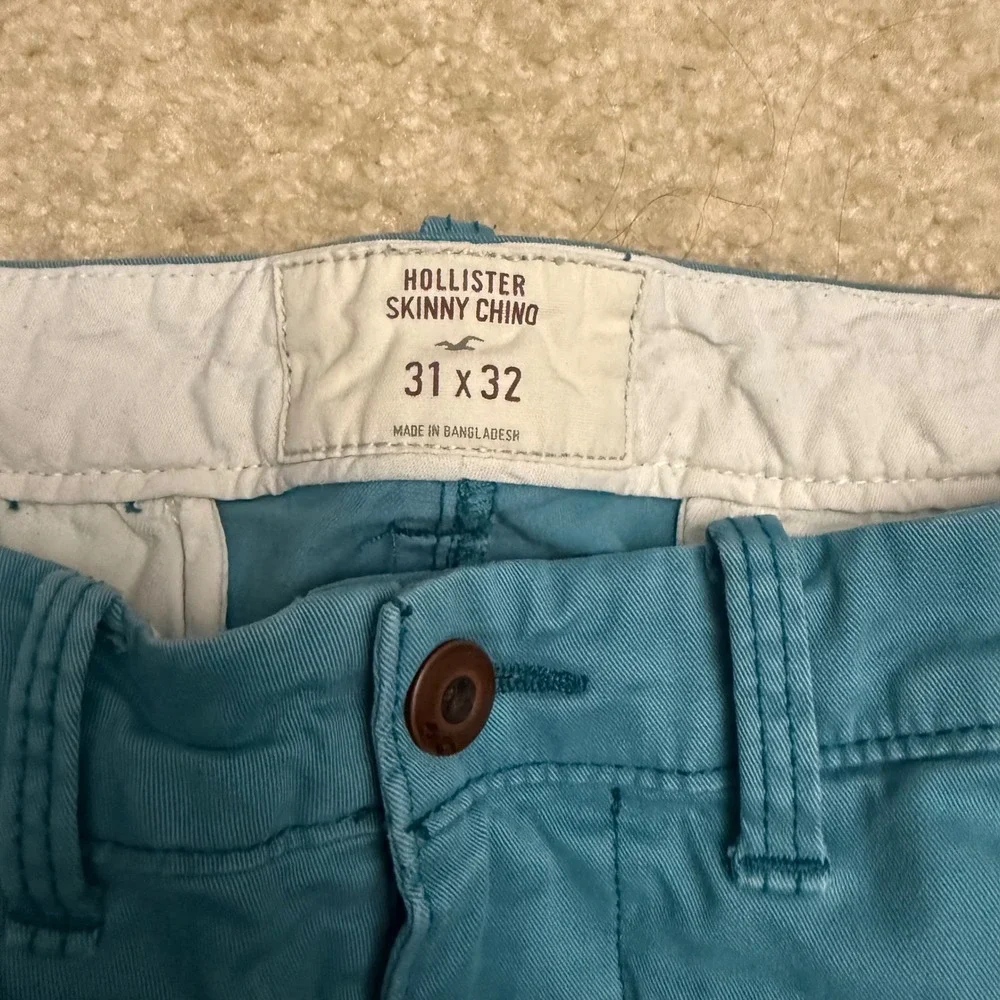 Hollister Skinny Chino Pants Teal Slim Fit Cotton Twill Men's Size 31x32